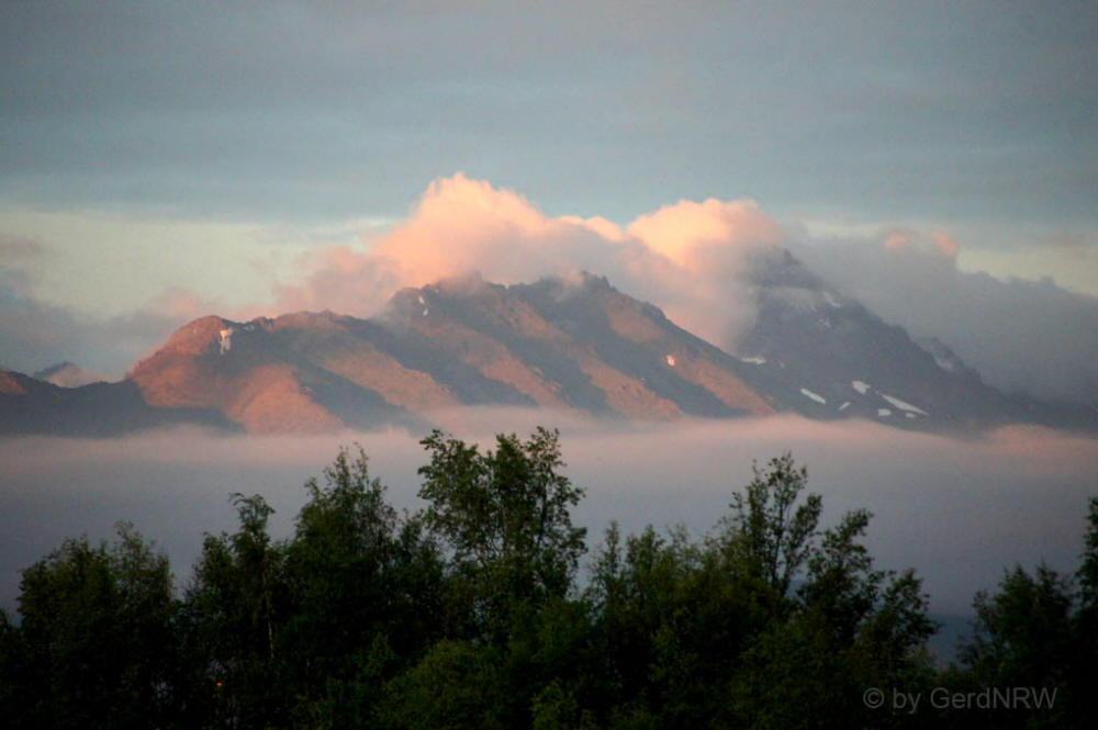 Chugach Mountains - Late evening view from Moose Garden B&B, Anchorage, USA