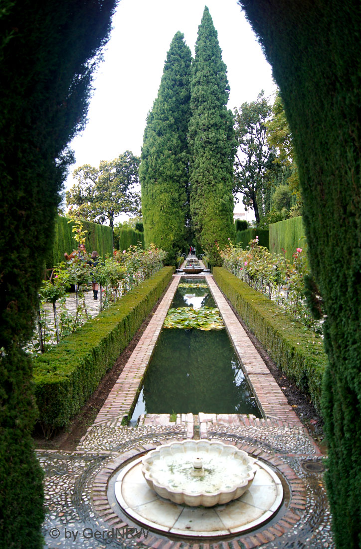 New Gardens of the Summer Palace Generalife, Granada, Spain - Neue Gärten des Sommerpalastes Generalife, Granada, Andalusien, Spanien