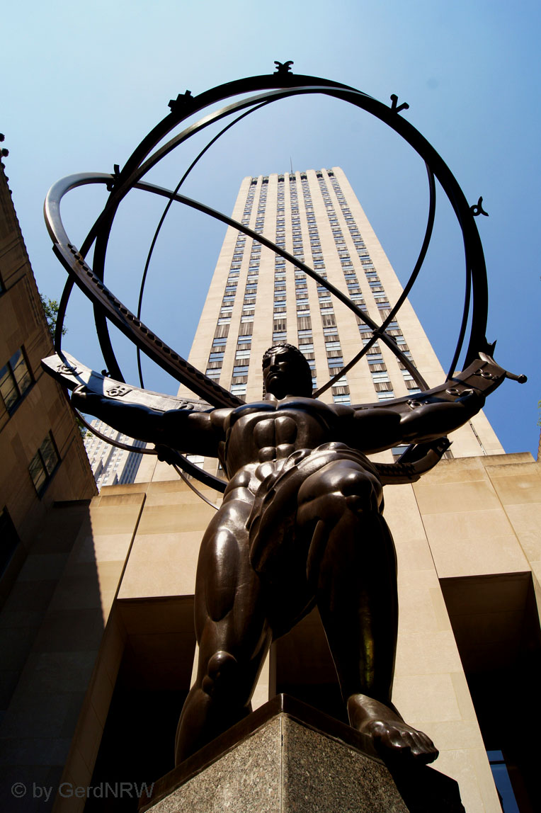 Atlas-Statue, Rockefeller Center, Manhattan, New York, USA