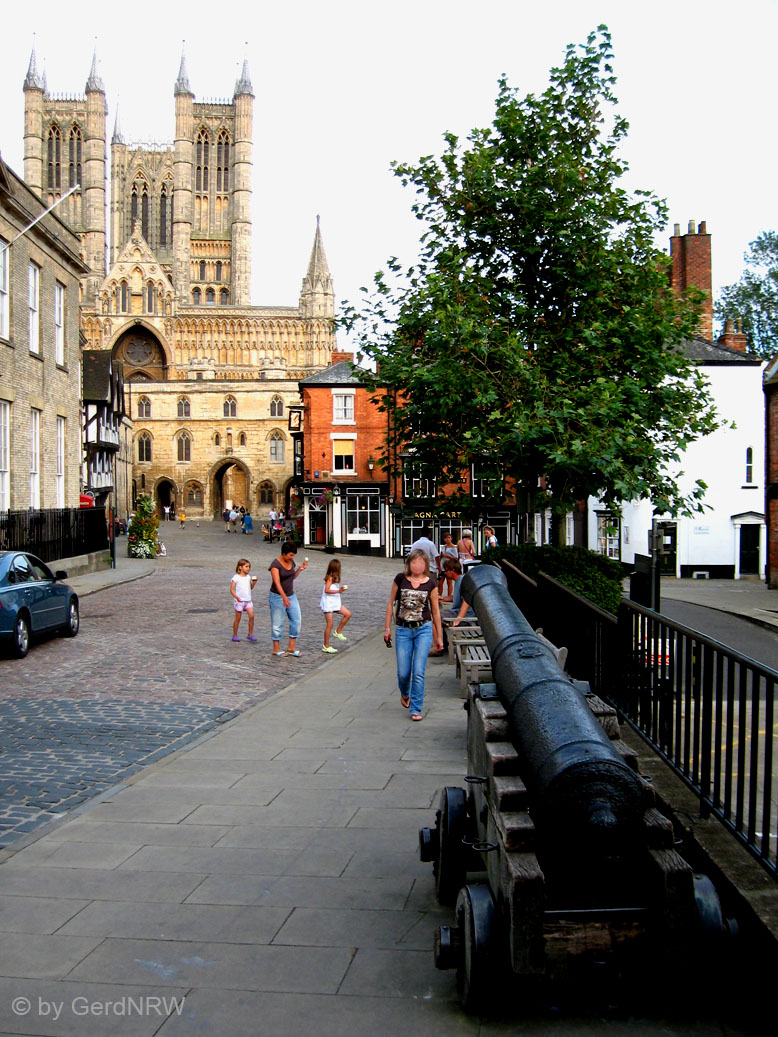 Lincoln Cathedral viewed from Castle Hill, Lincolnshire, UK
