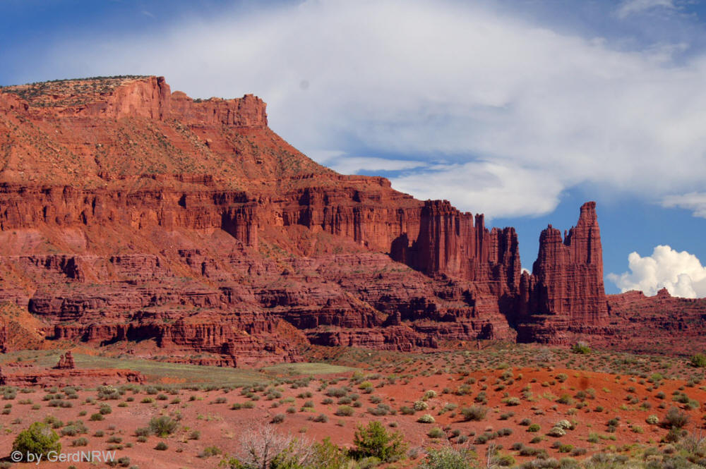 Fisher Towers from UT-128, Near Moab, Utah, USA