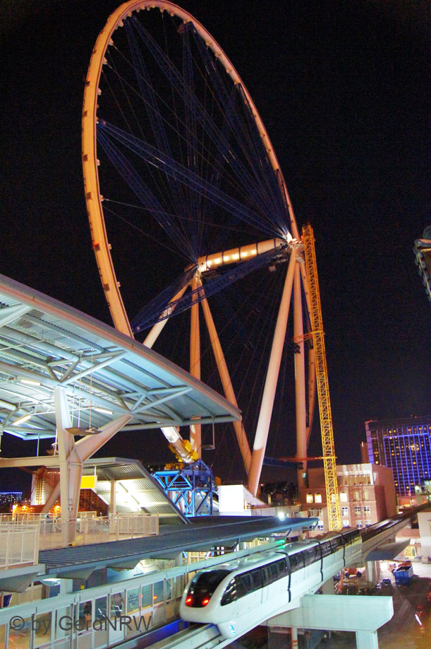 Monorail underneath World Largest Ferry Wheel (Riesenrad), The Strip, Las Vegas, Nevada, USA